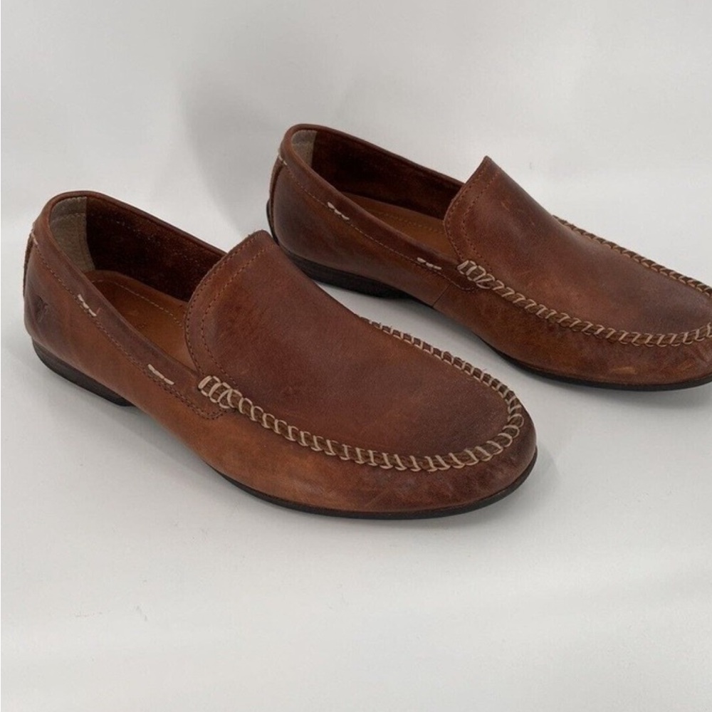 Frye Men's Tan Leather Slip-On Loafers